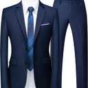 UNINUKOO Men's Suit Slim Fit 2 Button 2 Piece Suits for Men Party Formal Dress Solid Tuxedo Blazer Jacket Pants Set, XXS