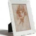 SIMON'S SHOP 4x6 Picture Frame Wall and Tabletop Display, Hand Painted White Photo Frame with Carved Scalloped Edge Design, Modern Vintage Home Dcor