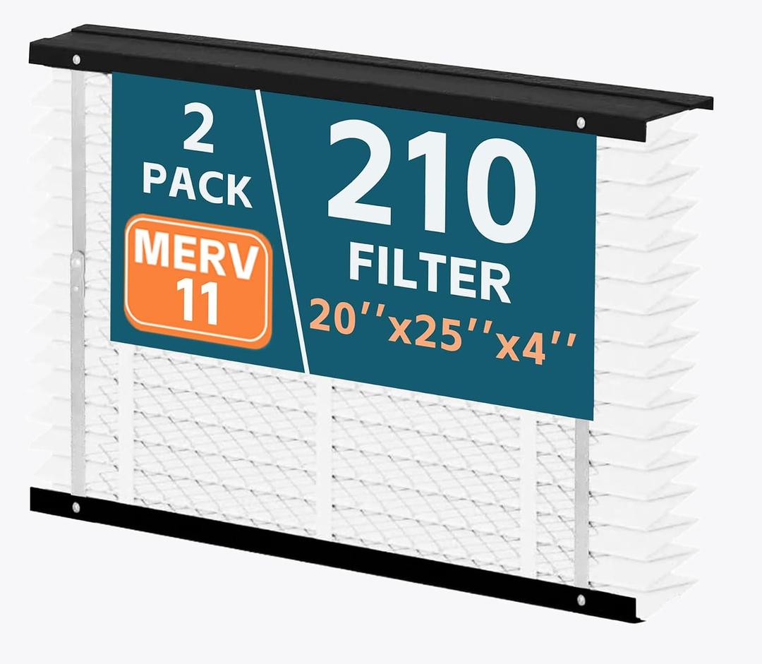2-Pack 210 Replacement Filter, MERV 11, Compatible with AprilAire Whole House Air Purifiers Models 1210, 1620, 2210, 2216, 3210, 4200, 20x25x4 In