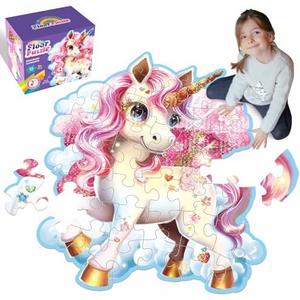 Jumbo Shimmery Floor Puzzle for Kids,Unicorn Jigsaw Large Puzzles,45 Piece Unicorn Puzzle for Toddler Ages 3-5,Children Learning Preschool Educational Toys,Birthday Gift for 4-8 Years Old