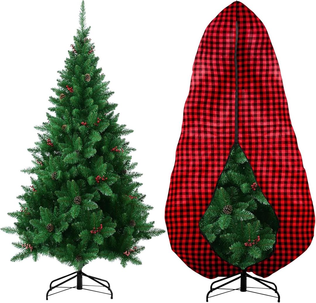 9ft Upright Christmas Tree Storage Bag with Zipper/Drawstring,Non-Woven Holiday Tree Cover Dust Proof Bag Fits Up to 9ft Tall Artificial Tree Upright Standing Storage