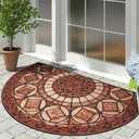 MANO Front Door Mat Outdoor Entrance, Heavy Duty Doormat Half Circle Rug for Outside Entry, Welcome Mat for Indoor Half Round Door Mats with Non Slip Rubber (21" x 33", Rust Red)