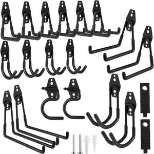 Garage Hook Heavy Duty Wall Storage Hangers, 20 Pack Garage Storage Hooks Steel Tool Black for Ladders, Ropes, Garden Tools