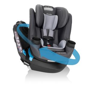 Evenflo REO by Revolve360 Rotating Convertible Car Seat with Quick Clean Cover, Infant to Toddler, Forward and Rear Facing, Compact Design, One-time Install (Danvers) Exp 2035-07-29