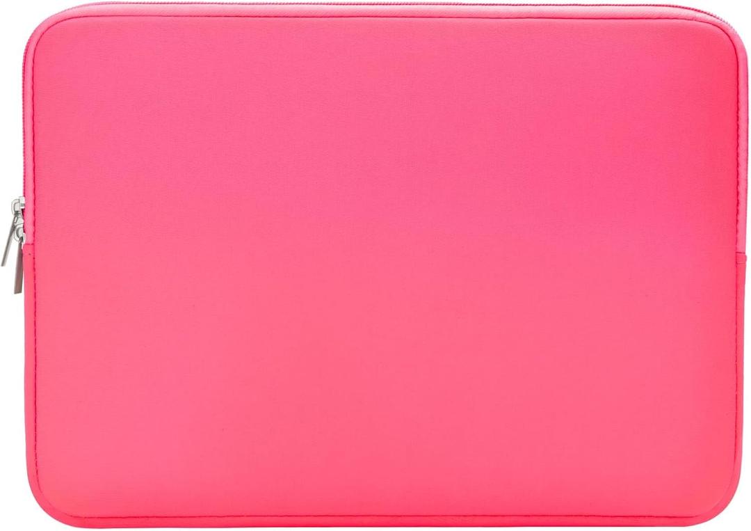 RAINYEAR 14 Inch Laptop Sleeve Case Protective Soft Padded Zipper Cover Carrying Computer Bag Compatible with 14" Notebook Chromebook Tablet Ultrabook, Bright Pink 