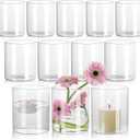 12Pcs Glass Cylinder Vase for Centerpieces 5 Inch Clear Flower Vases Bulk, Glass Hurricane Candle Holder Small Floral Vases for Table, Floating Candle Vase for Wedding Home Dcor