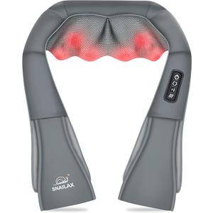 Snailax Shiatsu Neck and Shoulder Massager - Back Massager with Heat, Deep Kneading Electric Massage Pillow for Neck, Back, Shoulder,Foot Body (Grey) (5 Piece Set, Gray)