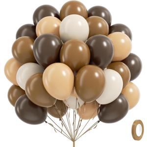 60pcs Brown Balloons 12inch with Dark Brown Coffee Nude Sand White Balloons for Boho Neutral Cowboy Baby Shower Birthday Party Decorations