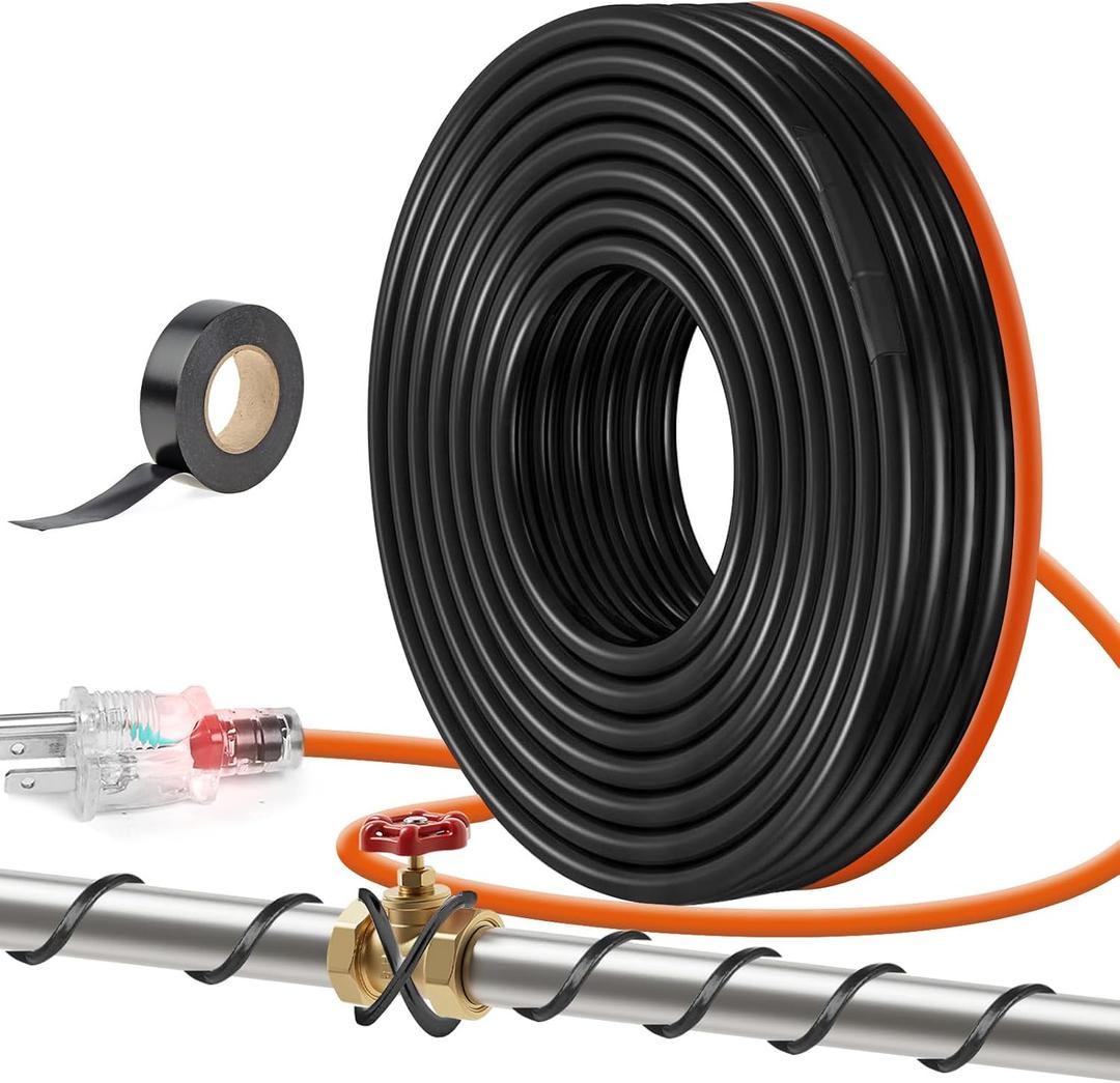 23FT3FT-200FT Pipe Heating Cable for Pipe Freeze Protection, Heat Cable for Water Pipes(Metal and Plastic), Pipe Heat Tape Keeps Water Flowing at -40F 5w/ft, 120V Plumbing Fixture