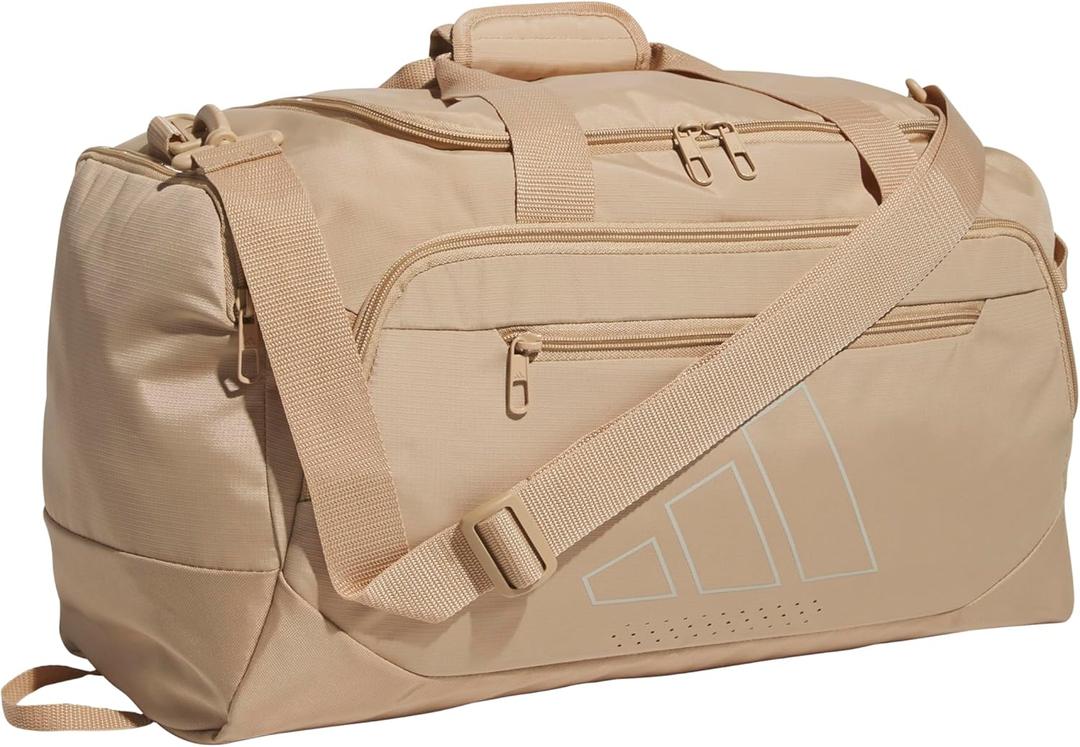 adidas Defender 5 Duffel Bag for Sports, Gym and Travel, Warm Sandstone Beige/Wonder Alumina Grey, OSFA | For Sports, Gym and Travel, OSFA, Small