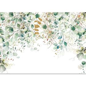 Gold and Green Eucalyptus Leaves Photography Background Spring Still Life Grass Leaf Background Prom Group Photo Backdrops for Wedding Baby Shower Birthday Party Decor Banner 8X6ft