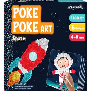 jackinthebox Poke Poke Art for Kids  Space Theme, Flower Pressing Kits, Mess-Free Fabric Art and Craft,Gift for Kids for Girls and Boys Ages 4 5 6 7 8