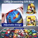 Winrayk 12 Sets Race Car Party Favors Birthday Supplies Racing Drawstring Bags Luminous Tattoo Stickers Boys Kids Racing Gifts Toys Goodie Bag Stuffers Filler Race Car Themed Birthday Party Supplies