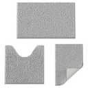 RUN HELIX Bathroom Rugs Set 3 Pieces Extra Soft and Absorbent Shaggy Non-Slip Bath Rugs, Chenille Bathroom Mats, Bathrooms Set with Toilet Rugs, Perfect Bath Mats for Bath Tub, Shower, Light Grey