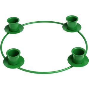 Chengu 1 Pcs Christmas Advent Candle Holder Xmas Metal Advent Wreath Candle Holder Metal Taper 4 Candles Stand for Table Wreath Candelabra Holiday Decor (Green)