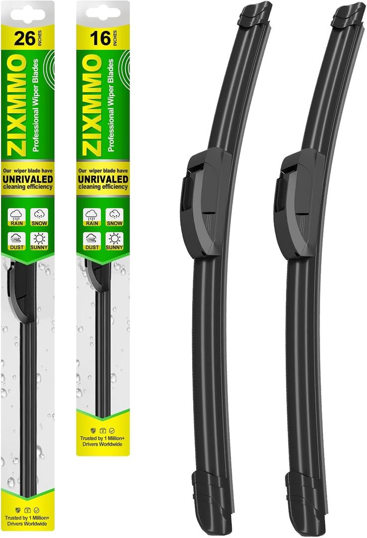 OEM Quality 26in + 16in Premium All-Season Windshield Wiper Blades for Original Equipment Replacement (Set of 2)