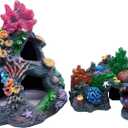 Tfwadmx Aquarium Coral Decoration Resin Fish Tank Hiding Mountain Cave Betta Hideaway House Rock Reef Ornament, 2 Pack.
