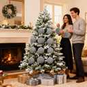 Artmag 4 PCS Large Velvet Christmas Balls Ornaments Shatterproof Hanging Set Flocked for Xmas Tree Holiday Party Decorations (Grey,4 Inch)