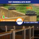 APONUO Solar Post Cap Lights for 4x4 Posts - IP64 Waterproof, 3000K LED, No-Wire Fence Lights & Deck Lights for Patio Garden Yard Patio, Black-Warm White, 12 Pack