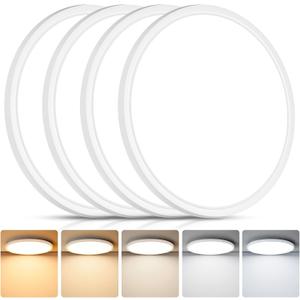 Brightever 4Pack LED Flush Mount Ceiling Light Fixture, 12 Inch 24W, Super Slim 0.67 Inch, 3200LM, Dimmable & 2700K-6500K 5 Color Selectable LED Ceiling Lights for Bedroom