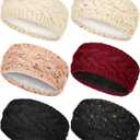 WILLBOND 6 Pack Women Winter Headbands Ear Warmer Fuzzy Fleece Lined Bulk Knit Thick Warm Crochet Ear Muffs Headband Gifts, 6 Colors