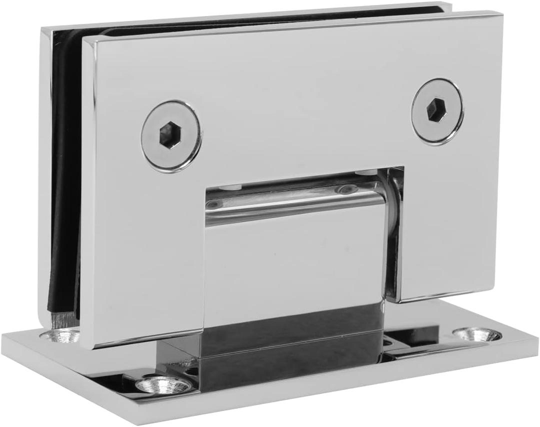 CKB Shower Glass Door Hinge, 90 Degree with Solid Brass, for 3/8"(10mm) to 1/2"(12mm) Thick Tempered Glass, Frameless Shower Door Replacement Hardware kit, Chrome