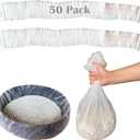 50 Pack Litter Box Liners Compatible with Hooded Litter Box Cat, Elastic Band Trash Bags for Disposal of Cat Waste, Waterproof and Leak Proof (Clear)
