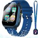 Waterproof Smart Watch for Kids Toys for Boys Age 5-12 with 32 Games, Dual Camera, Habit Tracking, Music Player, Video, Alarm Clock, HD Touchscreen Kids Smart Watch Birthday Gift for 3-12 Year Old, Blue