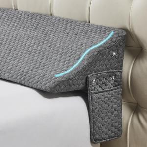 Yojoker Twin Size Bed Wedge Pillow for Headboard Gap, Wedge Pillow Headboard with Side Pockets and Wave Contour, High-Density Foam Bed Gap Filler (0-6"), 39x10x6 Inch, Gray