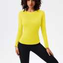 SPVISE Long Sleeve Compression Shirts for Women Workout Tops Cool Dry Breathable Yoga Running Hiking T-Shirt Fitted Basic Top (Yellow, S)