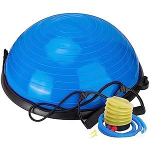 Half Balance Ball Trainer, Balance Beam for Core Exercise Equipment, Core Strength and Fitness, Includes Resistance Bands and Pump, Ideal for Home Gym Workout (New- blue)