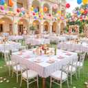 White Square Tablecloth - 60x60 Inch Stretchy Fitted Tablecloths for Large Square Tables with Ruffle Pleated Table Skirt Wrinkle-Free Spandex Table Cover for Dining, Kitchen, Banquet & Party Decor