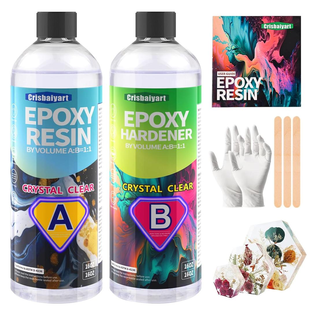 Epoxy Resin kit Anti-Yellowing Art Resin That, Table Top, Art Resin, Craft, Jewelry Casting, DIY, Tumblers & Wood, Food Safe, Heat & UV Resistant - 2 Part Resin Kit (32 Ounces)