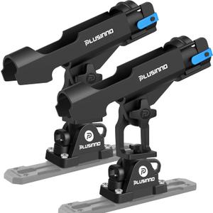 PLUSINNO 2 in 1 Fishing Rod Holders for Boat, Kayak Fishing Rod Holder, Fishing Pole Holders for Track Mount / Deck Mount, Fishing Gear with Fishing Rod Protective Strap, Fishing Accessories & Gifts