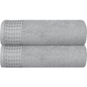 GLAMBURG 100% Cotton 2 Pack Oversized Bath Towel Set 28x55 Inches, Ultra Soft Highly Absorbant Compact Quickdry & Lightweight Large Bath Towels, Ideal for Gym Travel Camp Pool - Light Grey