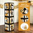 2026 Graduation Party Decorations - Black Balloon Boxes with Letters, "GRAD" & "So Proud of You" & "2026", 20pcs Balloons, Graduation Photo Props for High School College Class of 2026 Celebration