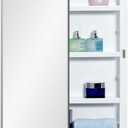 IDYLLOR Plastic Medicine Mirror Cabinet for Bathroom 18 x 28 inch, Surface and Recessed Mount