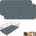 2 Pack Guinea Pig Cage Liners Washable Guinea Pig Bedding Super Absorbent | Waterproof | Non Slip| Reusable Guinea Pig Pee Pads for Small Animals Cages Rabbit Hamster Rat - 48" x 24"