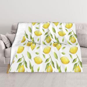 Lemon Throw Blankets 50"x40" Lightweight Flannel Fleece Cozy Soft Blanket Home Decor for Couch Bed Sofa Bedroom Living Room Travel Birthday Christmas All Season