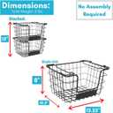 BirdRock Home Stacking Wire Market Baskets with Chalk Label | Set of 2 | Fruit Vegetable Produce Metal Storage Bin for Kitchen Counter | Black
