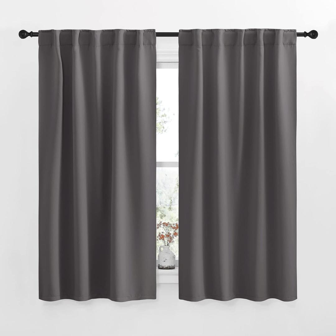 NICETOWN Blackout Curtain Panels for Living Room - (Grey Color) 42x63 Inch, 2 Panels Set, Thermal Insulated Room Darkening Blackout Drapes/Draperies with Rod Pocket & Back Tab for Window
