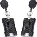 2 Pack Retractable Badge Holder with Belt Clip,Heavy Duty Retractable Keychain with Tactical ID Card Holder (Holds 4 Cards),Carbon Fiber-Texture, with 31.5”Badge Reel