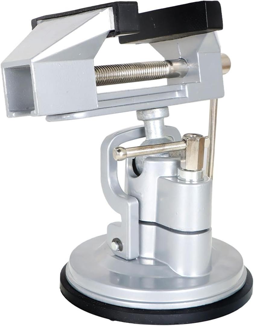 findmall Suction Vacuum Base Vise Portable Base Vise 3.15" Jaw Width Pivots Multi-Angle Rotate 360 Fit for Various Smooth Work Surfaces
