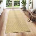 2x6 Ft Runner Rug for Hallway, Washable Long Kitchen Runner Non Slip Rubber Backed, Low Profile Hallway Mat for Laundry Room Entryway, Easy Clean Woven Carpet, Brown