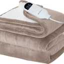 Bedsure Electric Blanket Twin  Soft Flannel Heated Blanket Twin Size, Fast Heating with 6 Time Settings (Up to 10H) & 6 Heat Settings, Warm Gifts for Grandma (62x84 inches, Taupe)