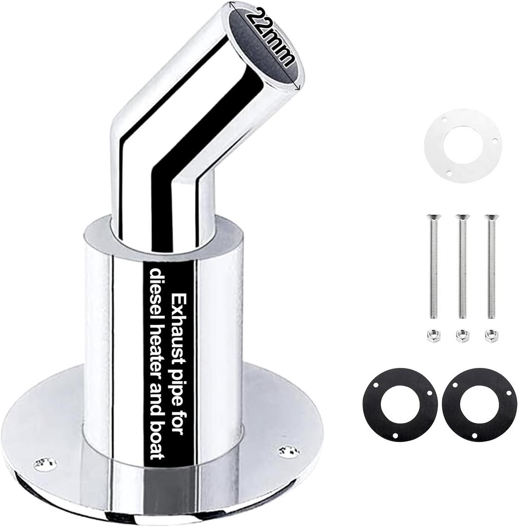 Stainless Steel 316 Thru Hull Exhaust Skin 10pcs, Fitting 22mm/8.66inch Tube Pipe Socket Hardware, for Diesel Parking Heaters Exhaust System (Bend Thru Hull Exhaust Skin 22mm)