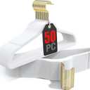 Korpai 50 Pack White Velvet Hangers,Coat Hanger Non Slip,HeavyDuty,Space Saving,Slim Clothes Hangers for Pants,Outfit,Skirts,Suits,Coats,Dresses ect.Felt Hangers with Gold 360°Swivel Hook Pearl White