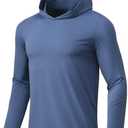 BANTREK Men Athletic Hoodies Long Sleeve Fishing Shirts UPF 50+ Sun Protection Dry Fit Wicking Hooded Running Shirts (Denim Blue, 3X-Large)