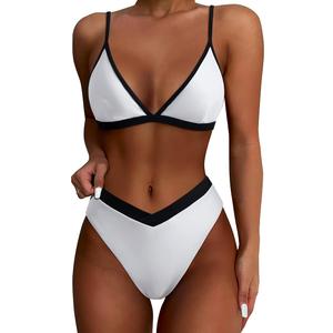 SUUKSESS Women Triangle High Cut Bikini Sets Sexy High Waisted 2 Piece Swimsuit, Size Medium