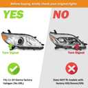 Headlights Assembly for 2011-2020 Toyota Sienna Headlamp Replacement with Amber Corner Lamps, Halogen, Driver & Passenger Side with Bulbs